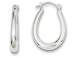 14k White Gold Polished Hoop Earrings