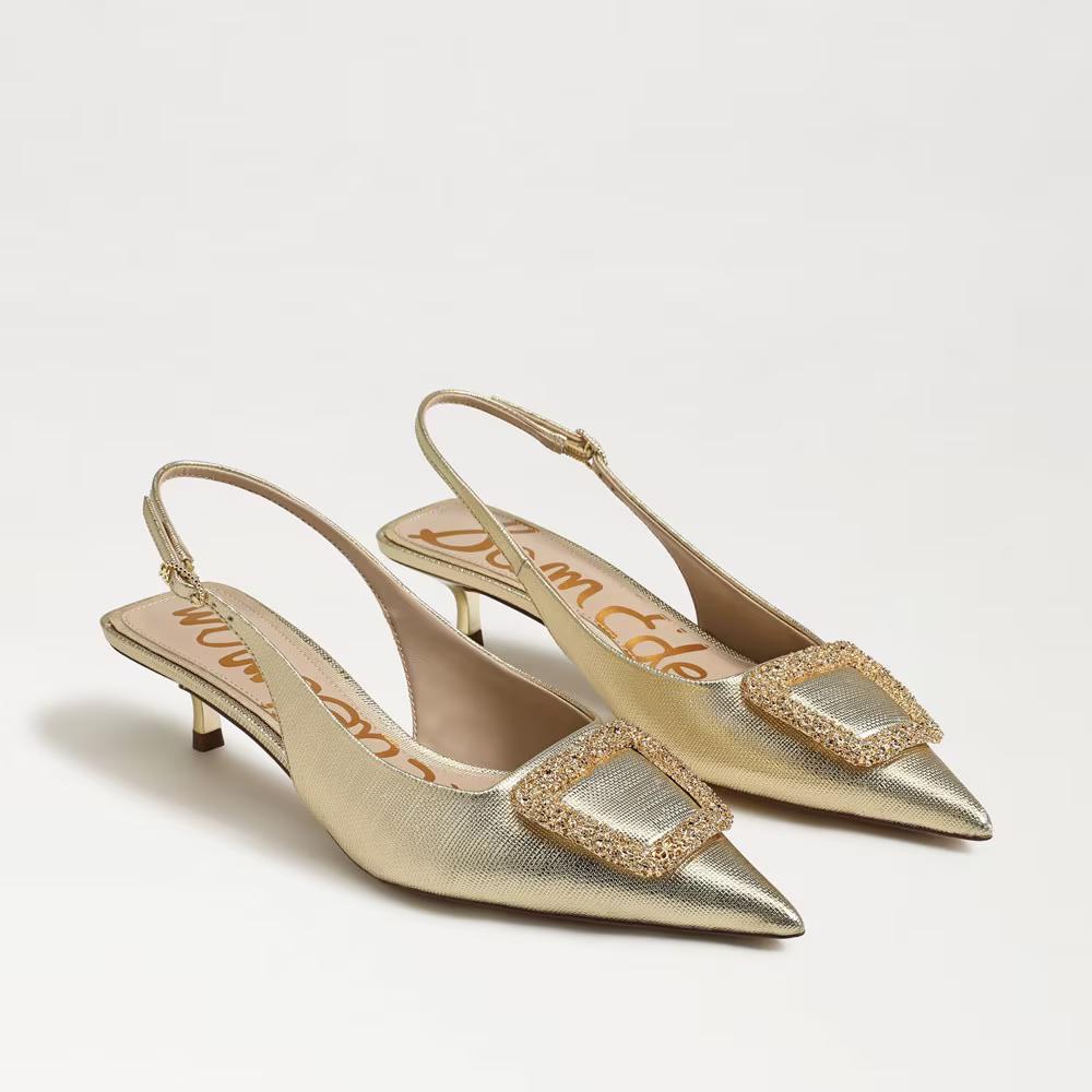 Sam Edelman Kammie Slingback Pump Amber Gold Fabric