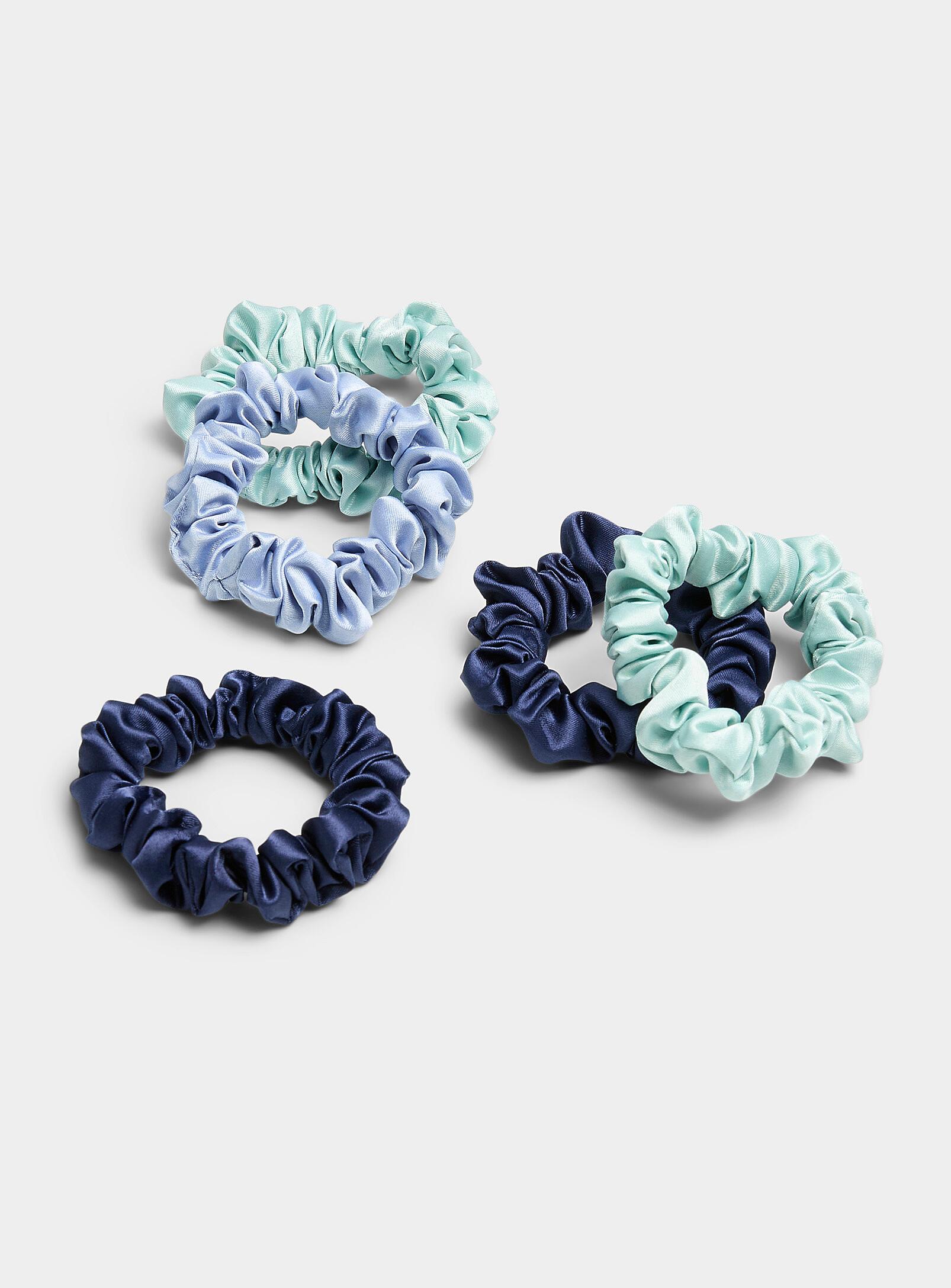 Kitsch - Pastel-coloured satiny scrunchies Set of 5 (Women, Blue, ONE SIZE)