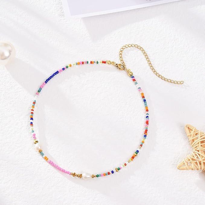 Wellike Colorful Beaded Choker Necklace for Women