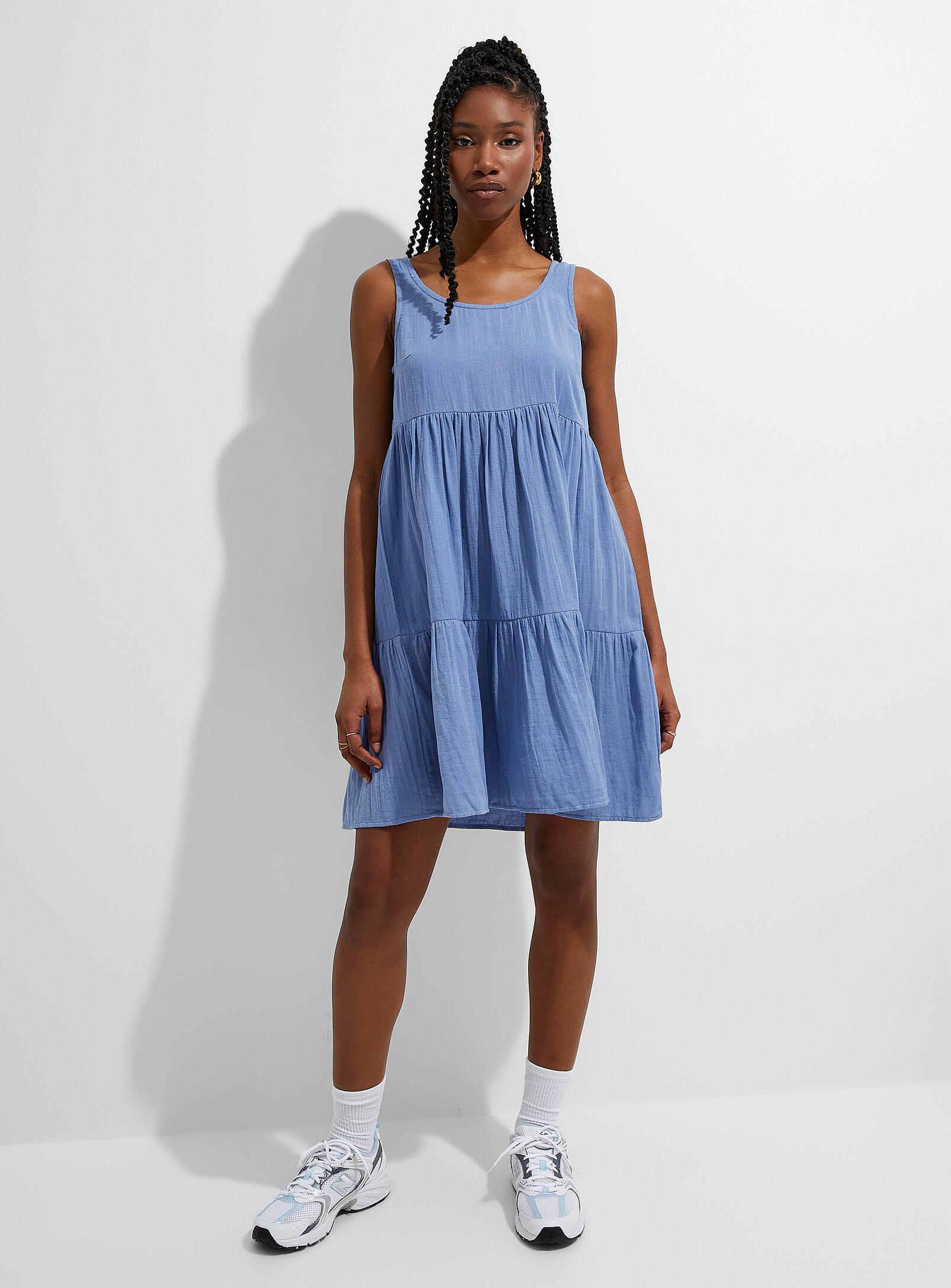 ICHI - Women's Pure cotton gauze tiered mini-dress