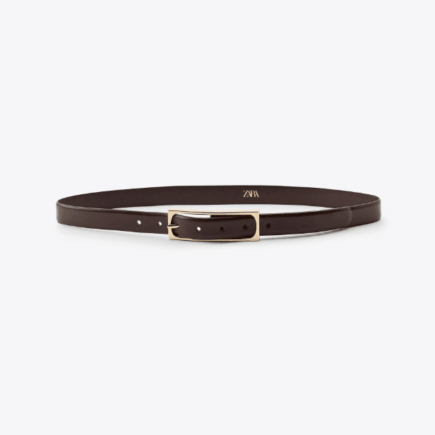 LEATHER BELT WITH RECTANGULAR BUCKLE
