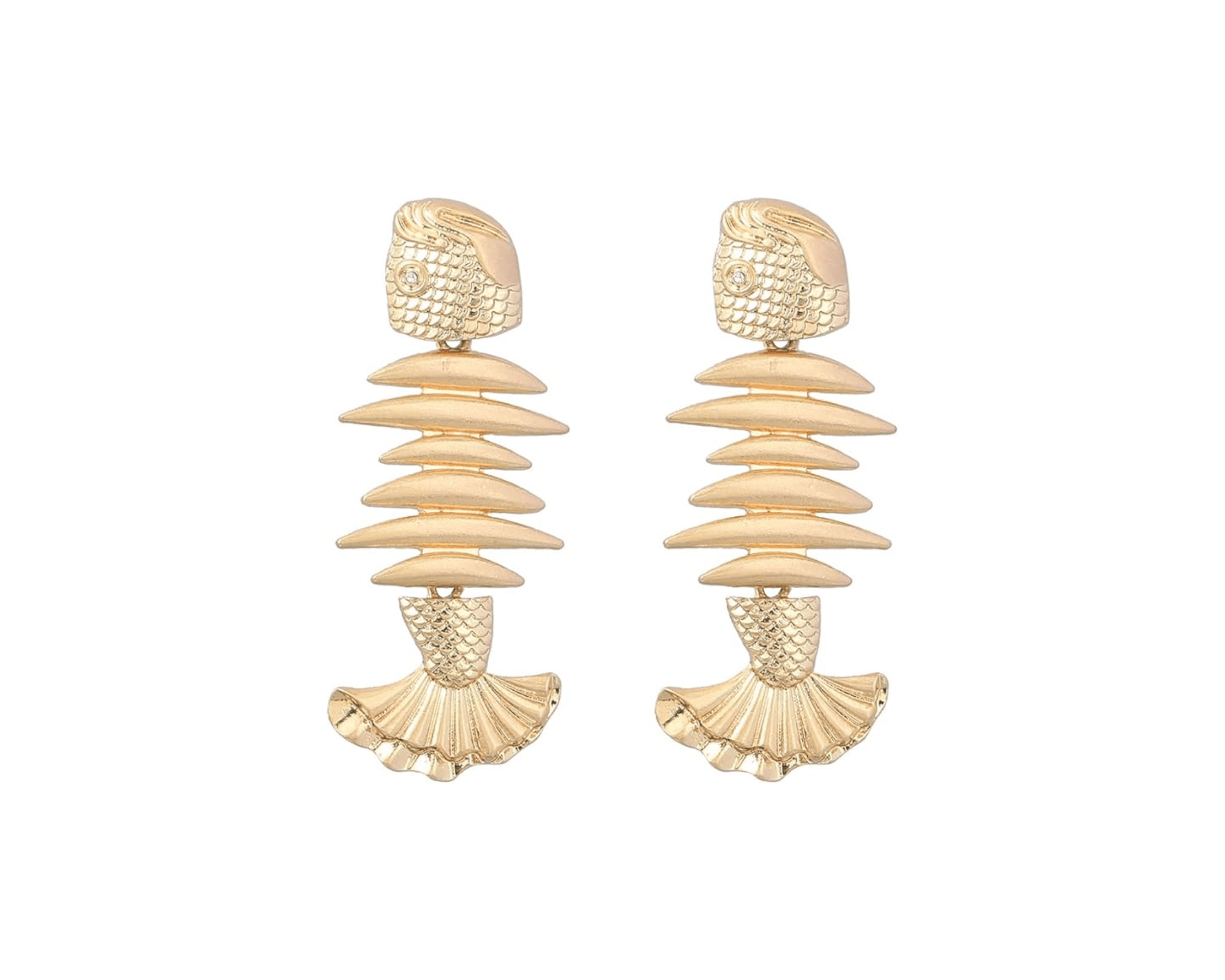 Fish Bone Dangle Earrings for Women