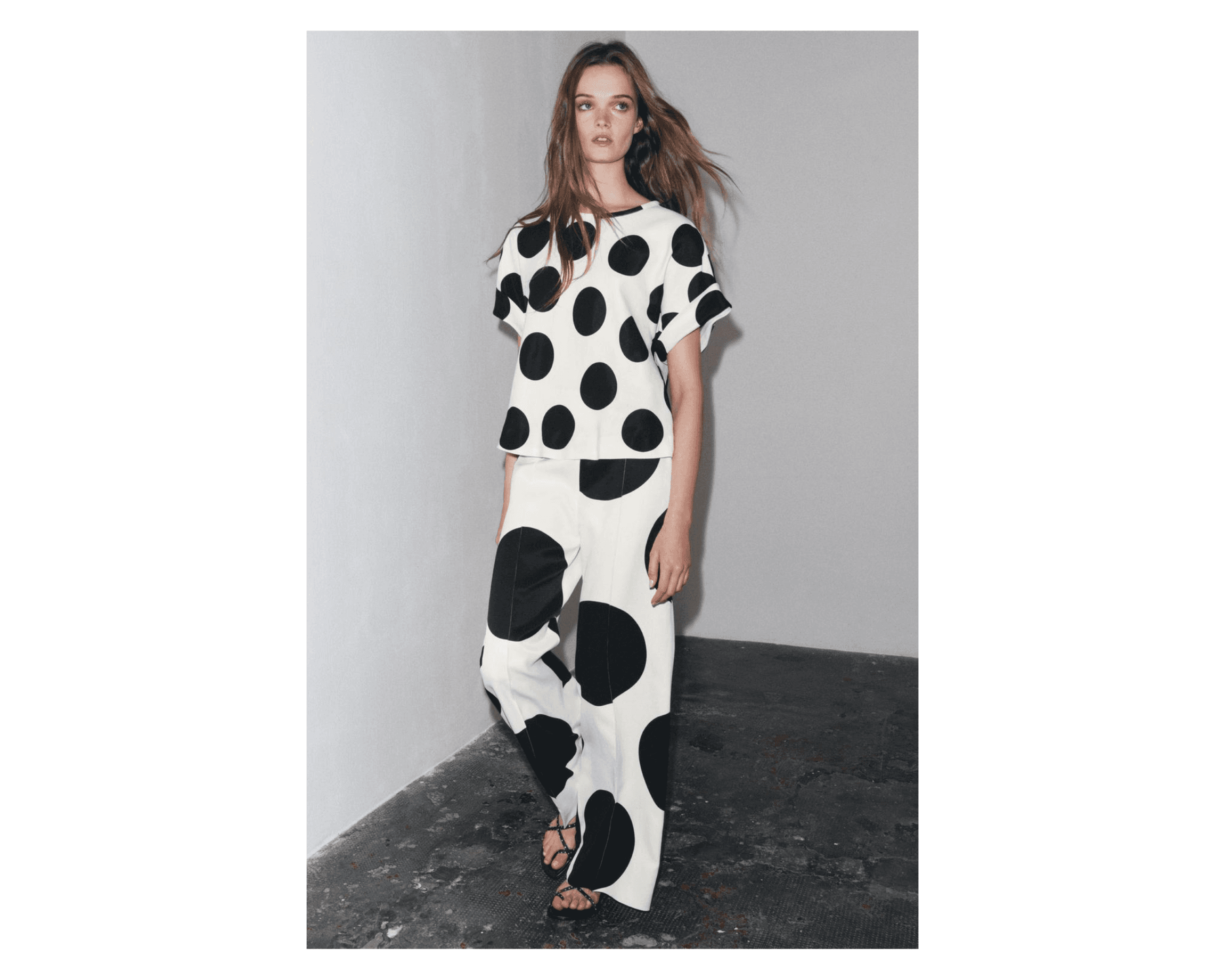 ZW COLLECTION POLKA DOT WIDE-LEG PANTS