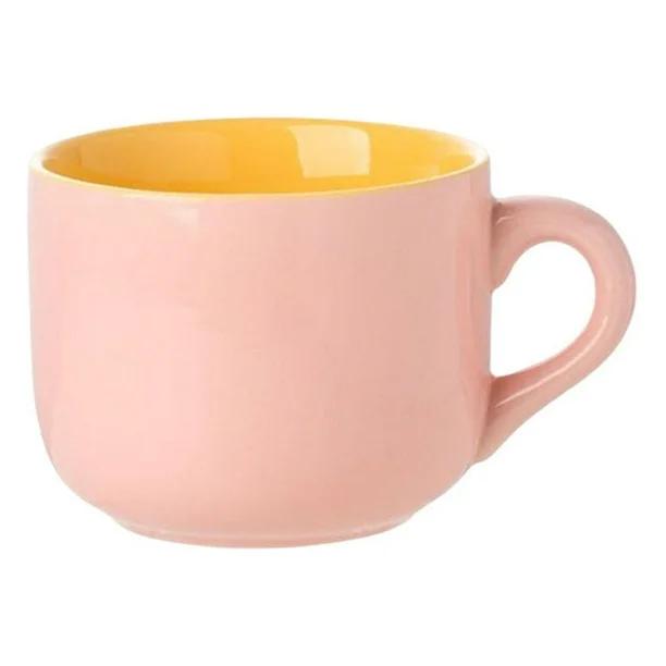 Maoww Ceramic Water Cup Nordic Style Breakfast Drinking Tumbler Microwave Heat-Resistant Coffee Tea Milk Mug Large Capacity Pink