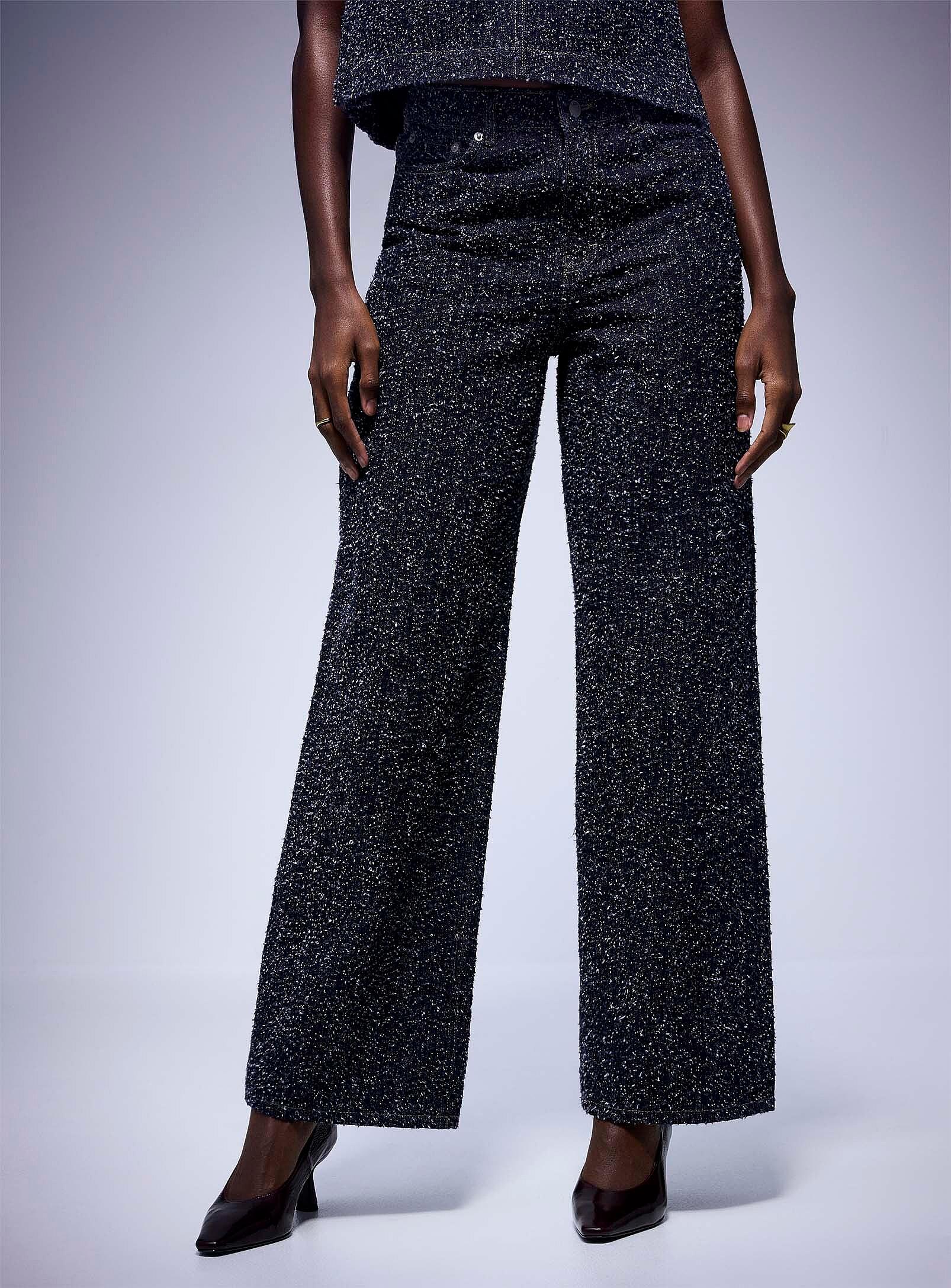 Tokyo tweed-effect denim wide-leg jean