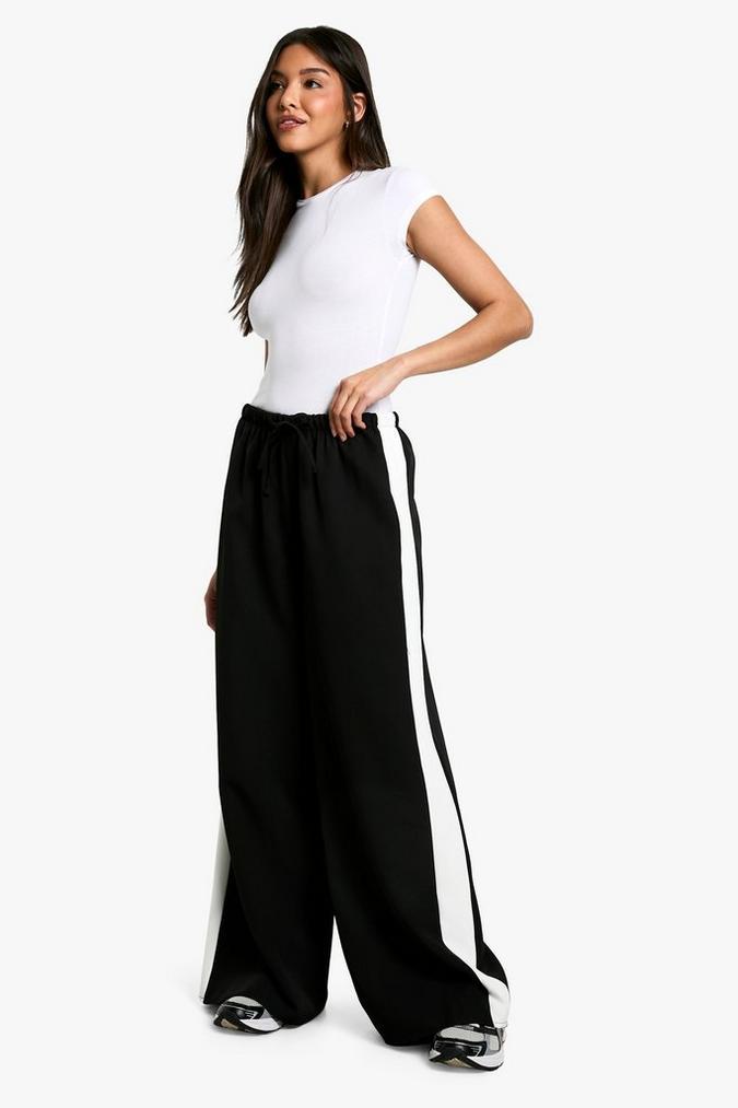 Drawstring waist side stripe trouser