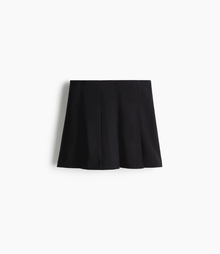 Pleated Denim Skirt