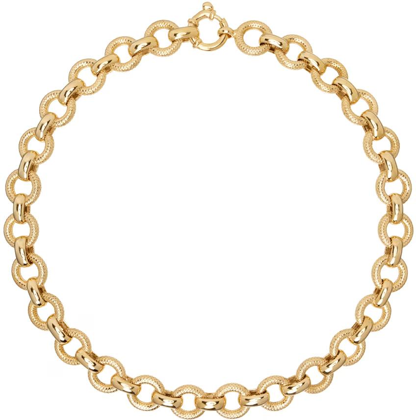 Gold Large Engraved Chain Necklace