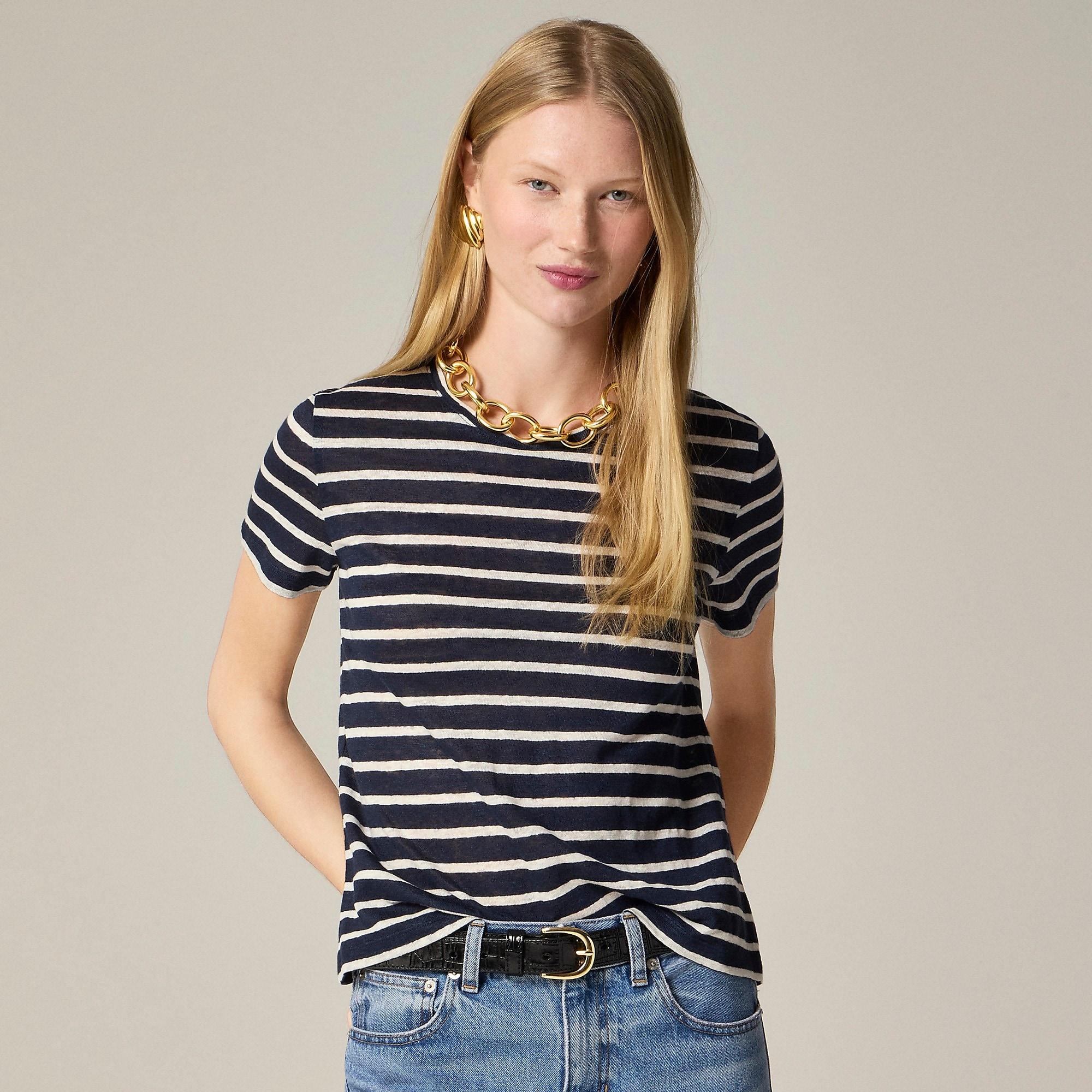 New relaxed linen T-shirt in stripe