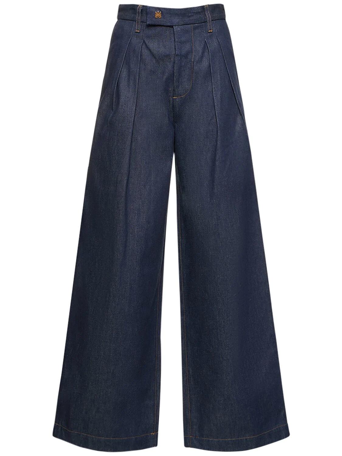 High Waist Raw Denim Wide Leg Jeans