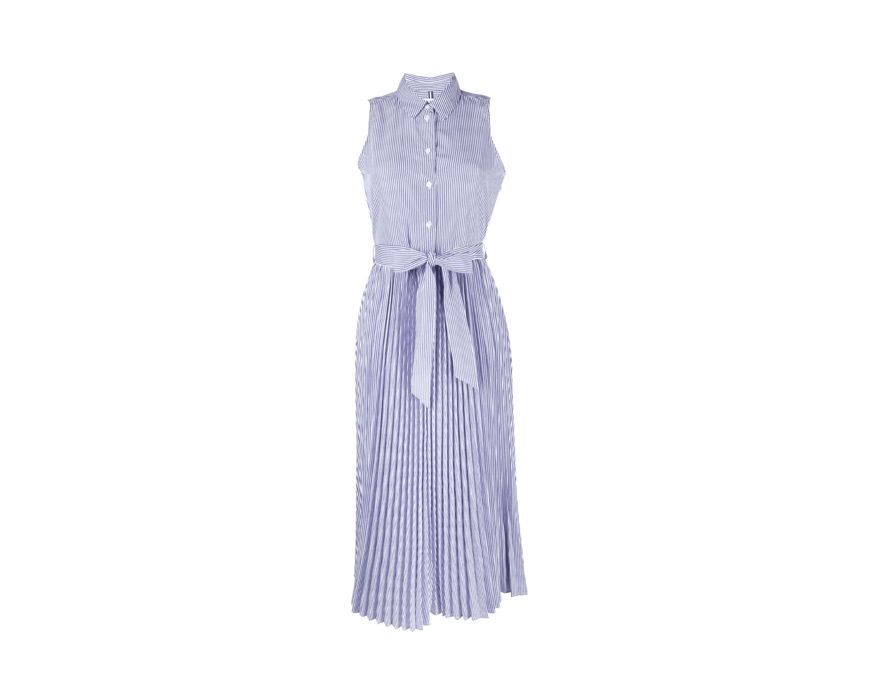 striped pleated shirt dress