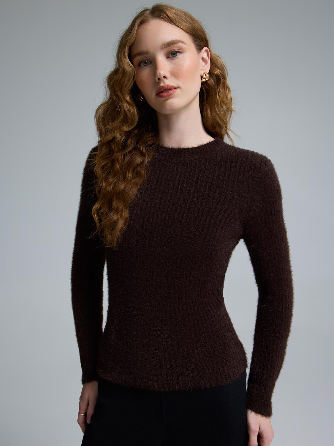 Fuzzy Crew Neck Sweater