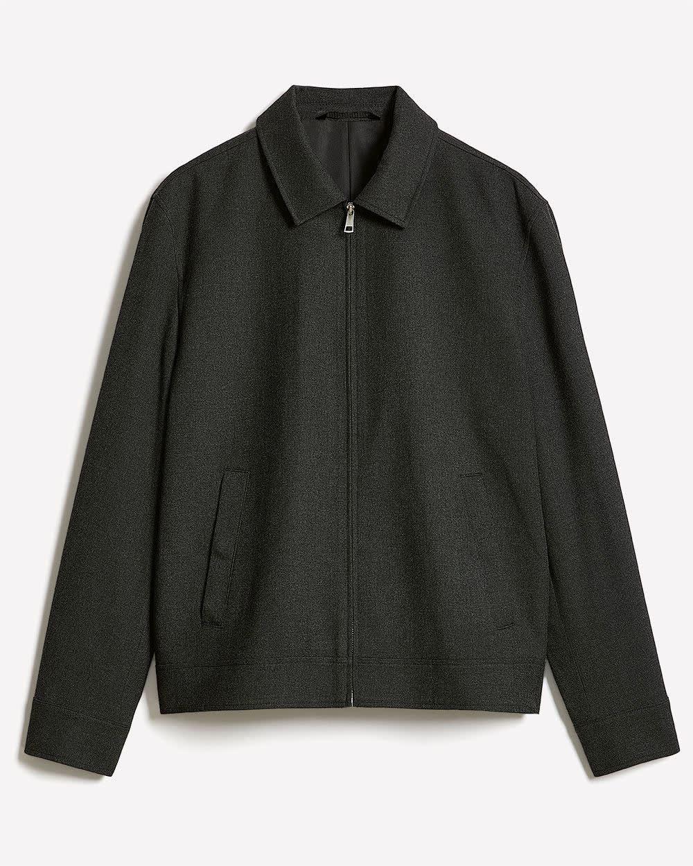 Brushed Twill Bomber Jacket with Shirt Collar