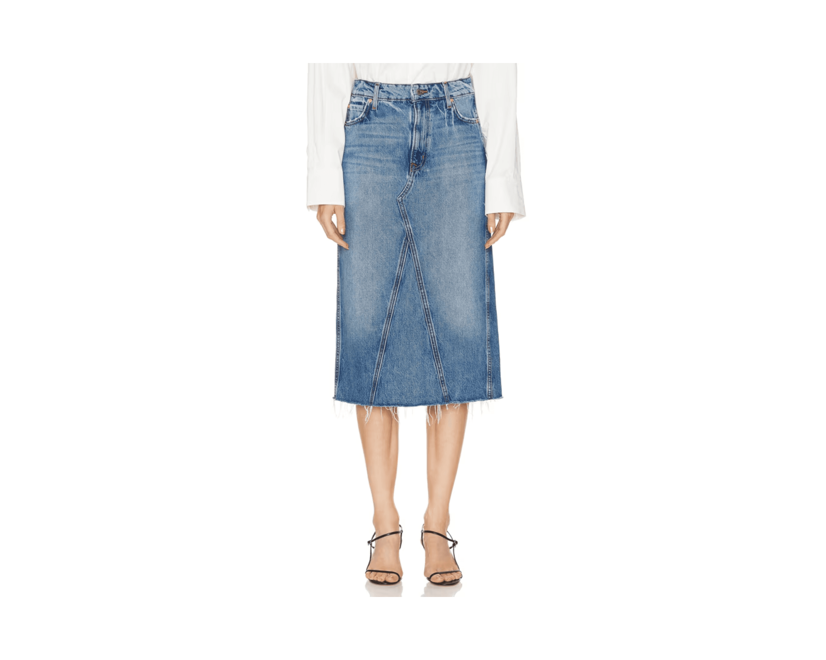 GRLFRND Darcy Mid Rise Column Midi Skirt in Denim-Light