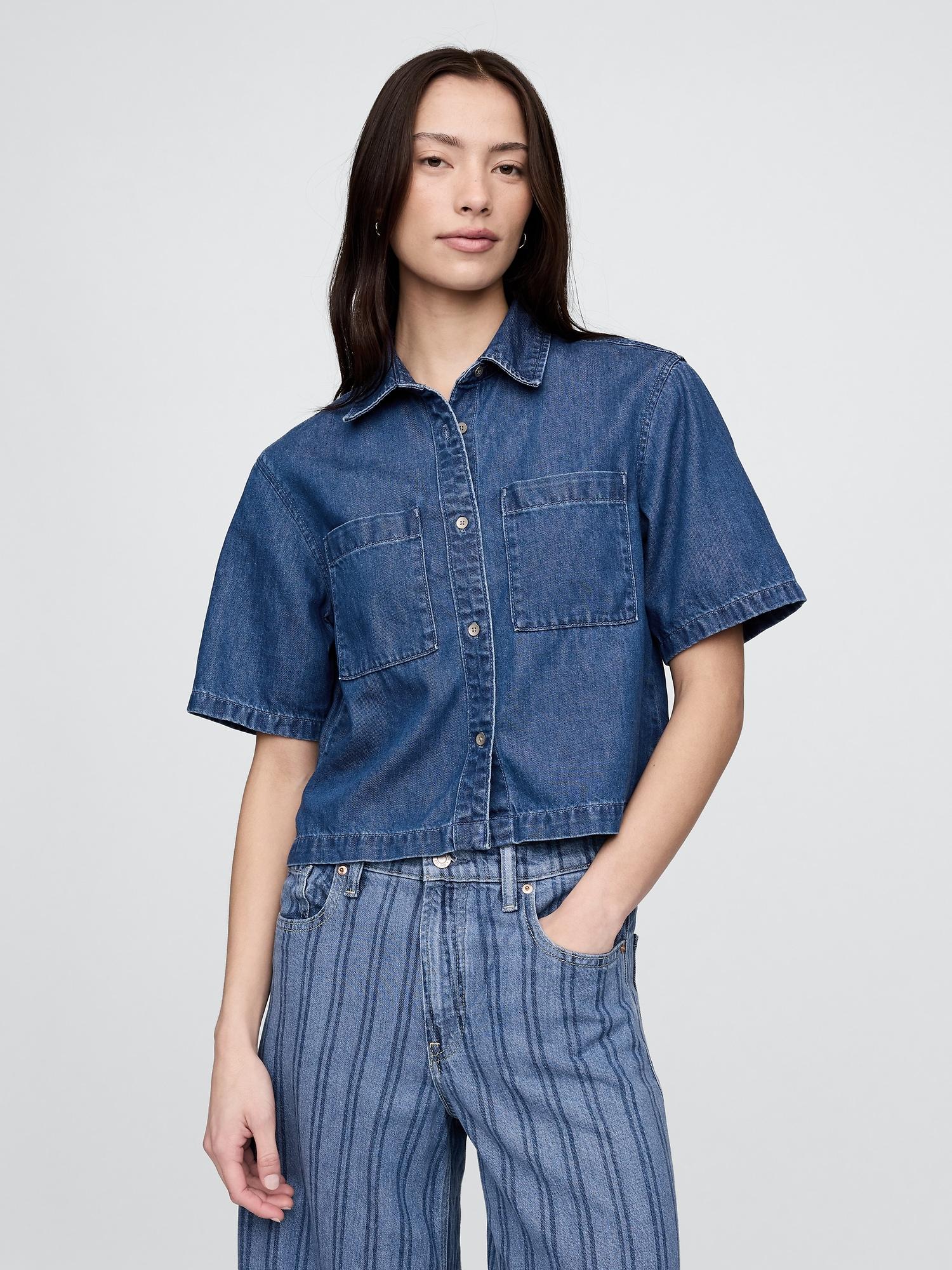 UltraSoft Cropped Denim Shirt
