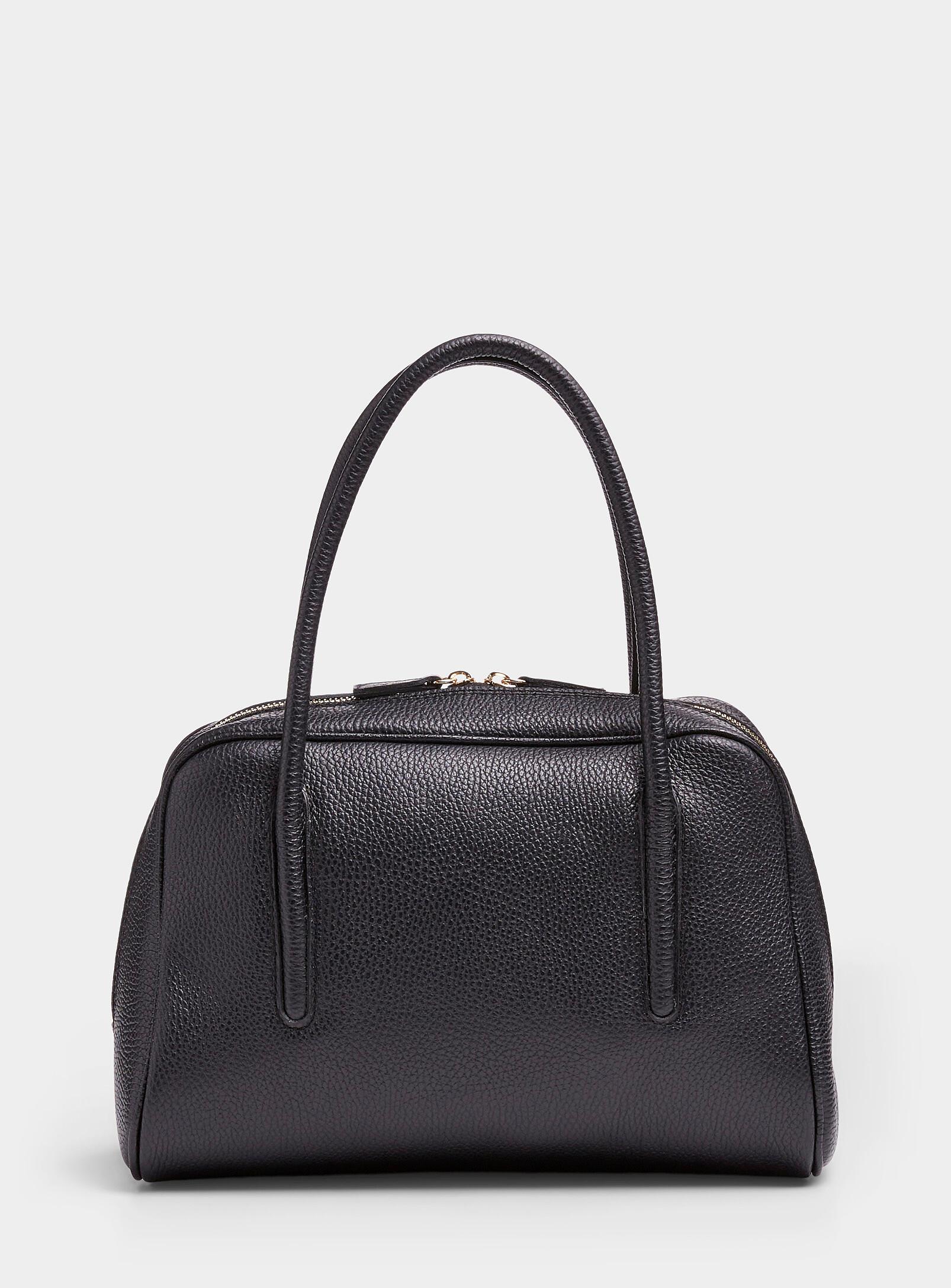 Simons - Grained leather bowling bag Exclusive collection from Italy