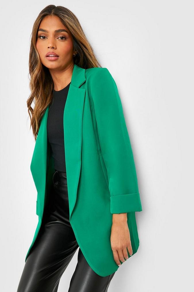 Basic Woven Turn Cuff Relaxed Fit Blazer