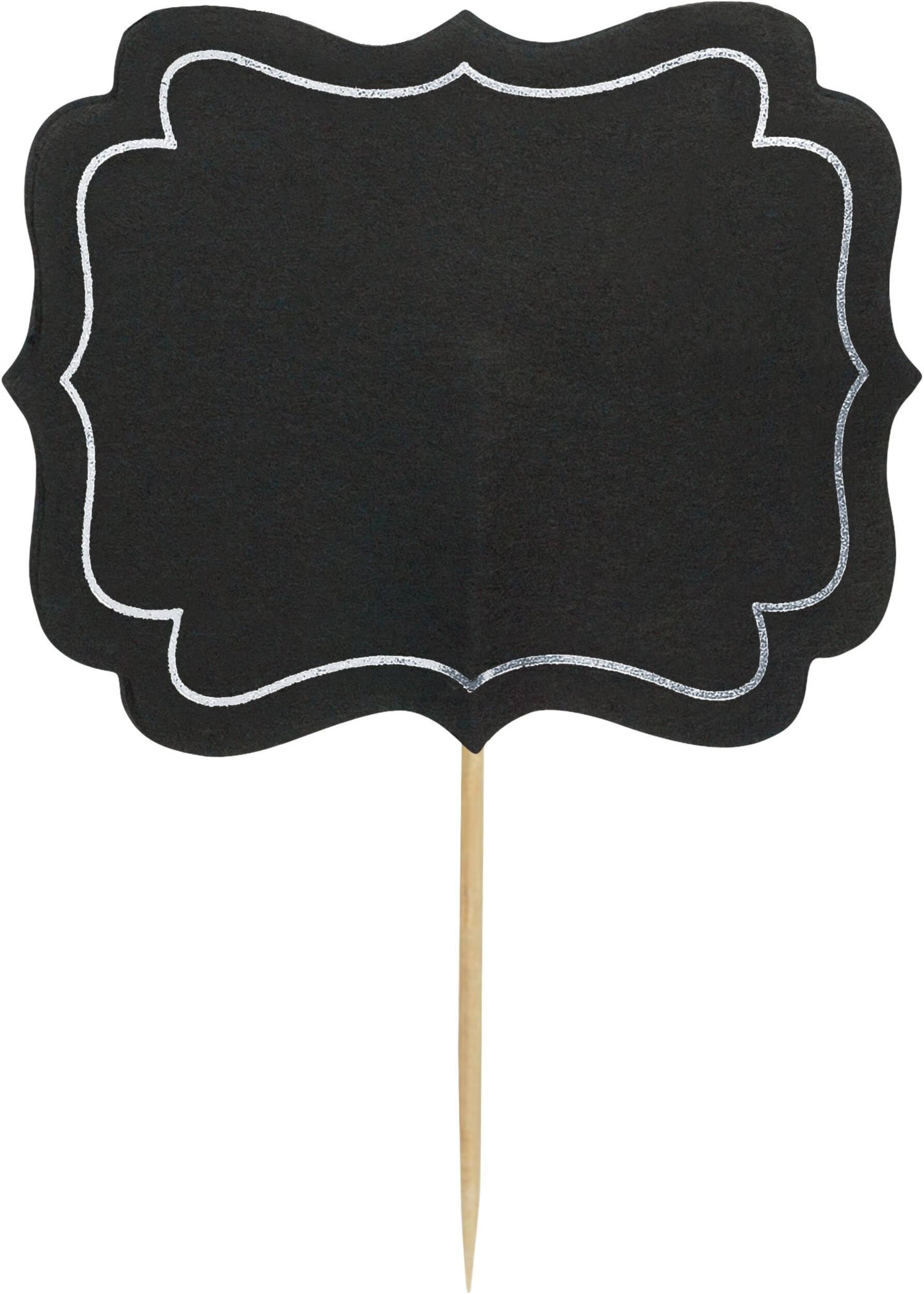 Customizable Chalkboard Label Party Picks, Black, 3.5-in, 24-pk, for Baby Shower/Birthday Party/New Year's Eve