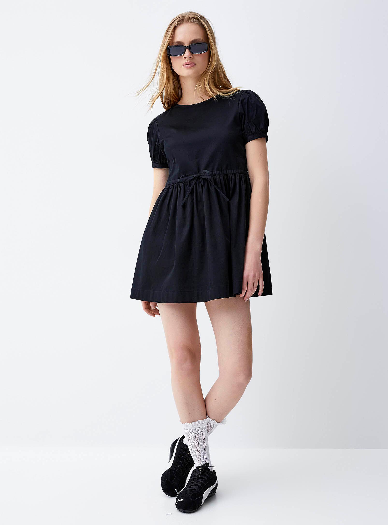Twik - Puff-sleeve poplin babydoll dress (Women, Black, MEDIUM)