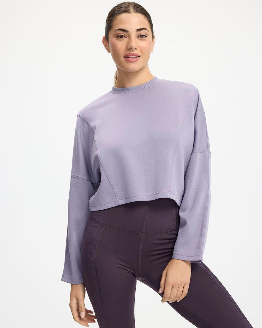 Cropped Long-Sleeve Crew-Neck Sweatshirt - Hyba