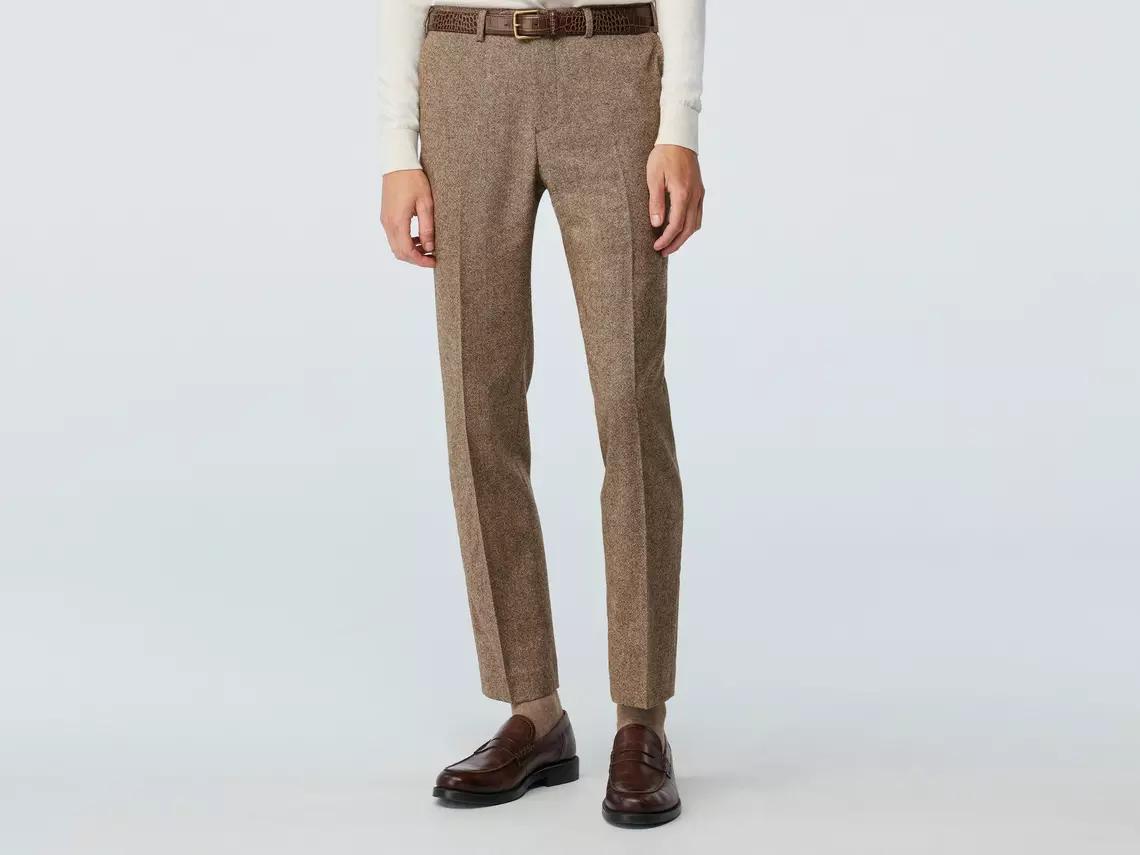 Beckenham Nailhead Flannel Light Brown Pants