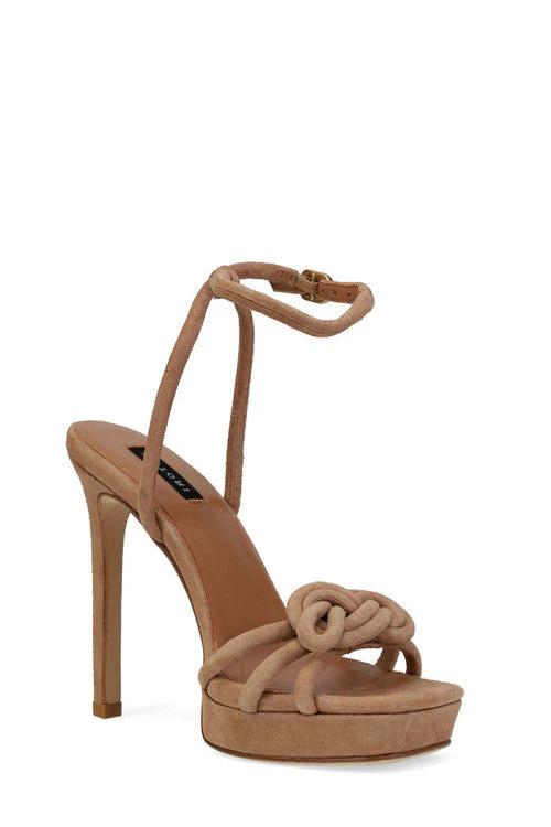 Chizu Suede Knotted Bow Platform Heel - Doe / 11