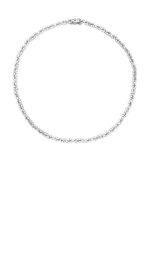 SHASHI Kalista Pave Necklace in Metallic Silver.