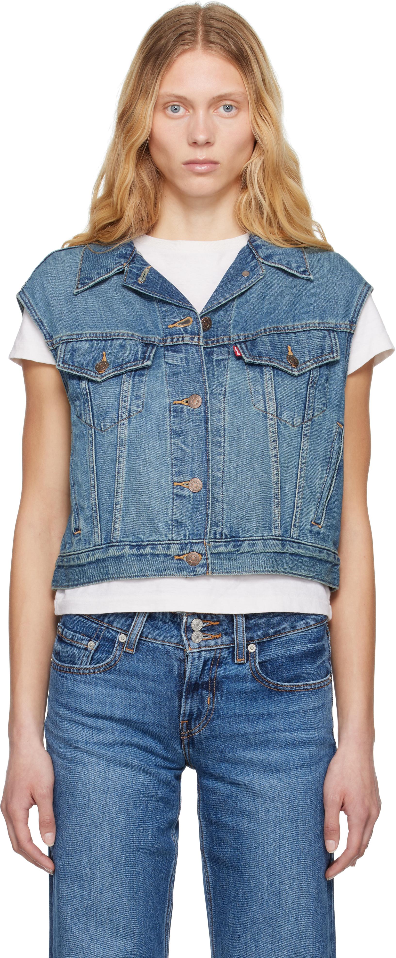Levi's Blue Shrunken '90s Linen+ Lightweight Denim Vest