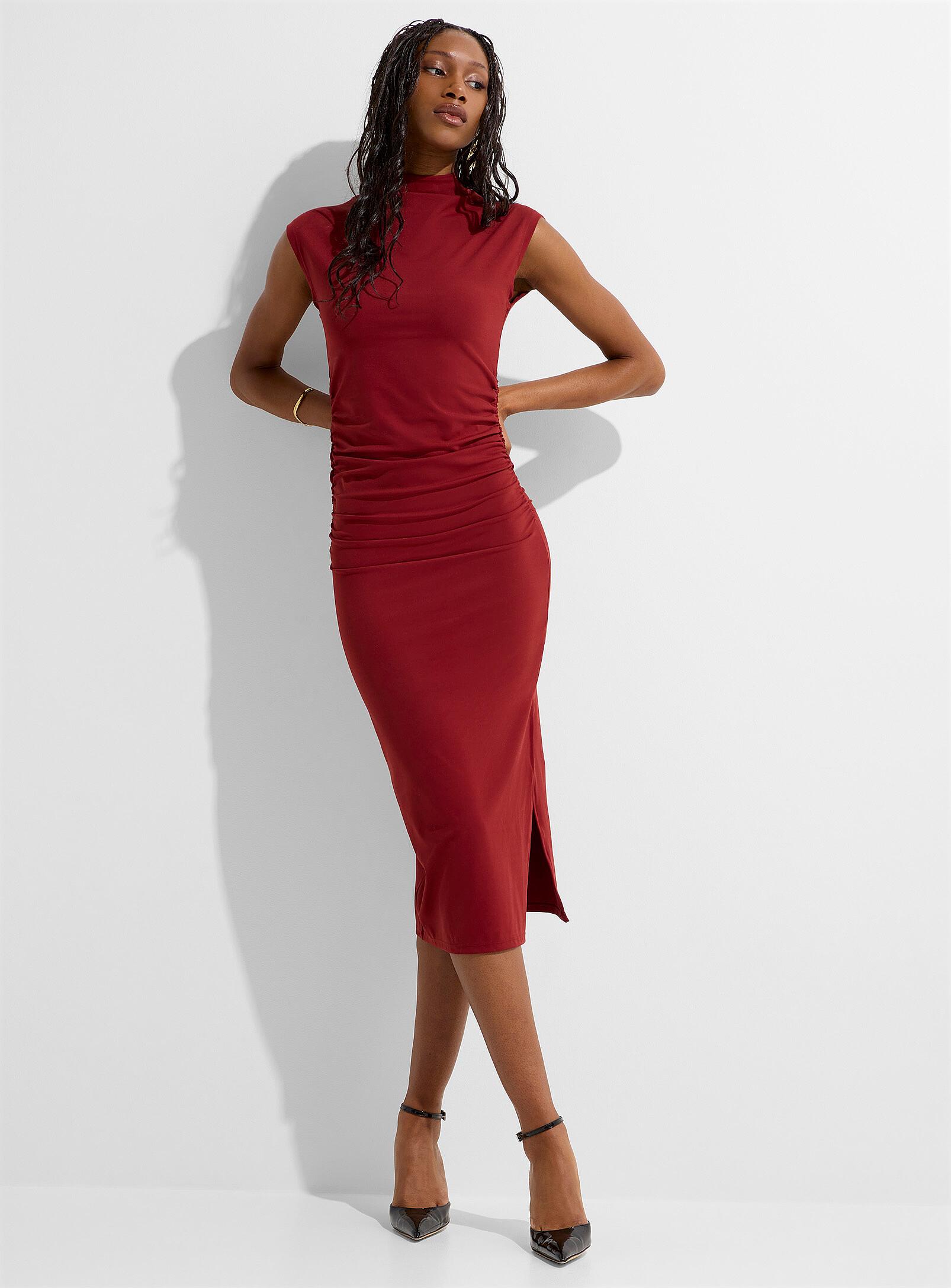 Icône - Microfibre ruched fitted dress