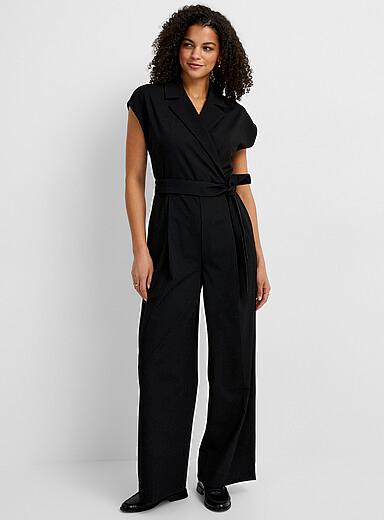 Cap sleeves belted jumpsuit