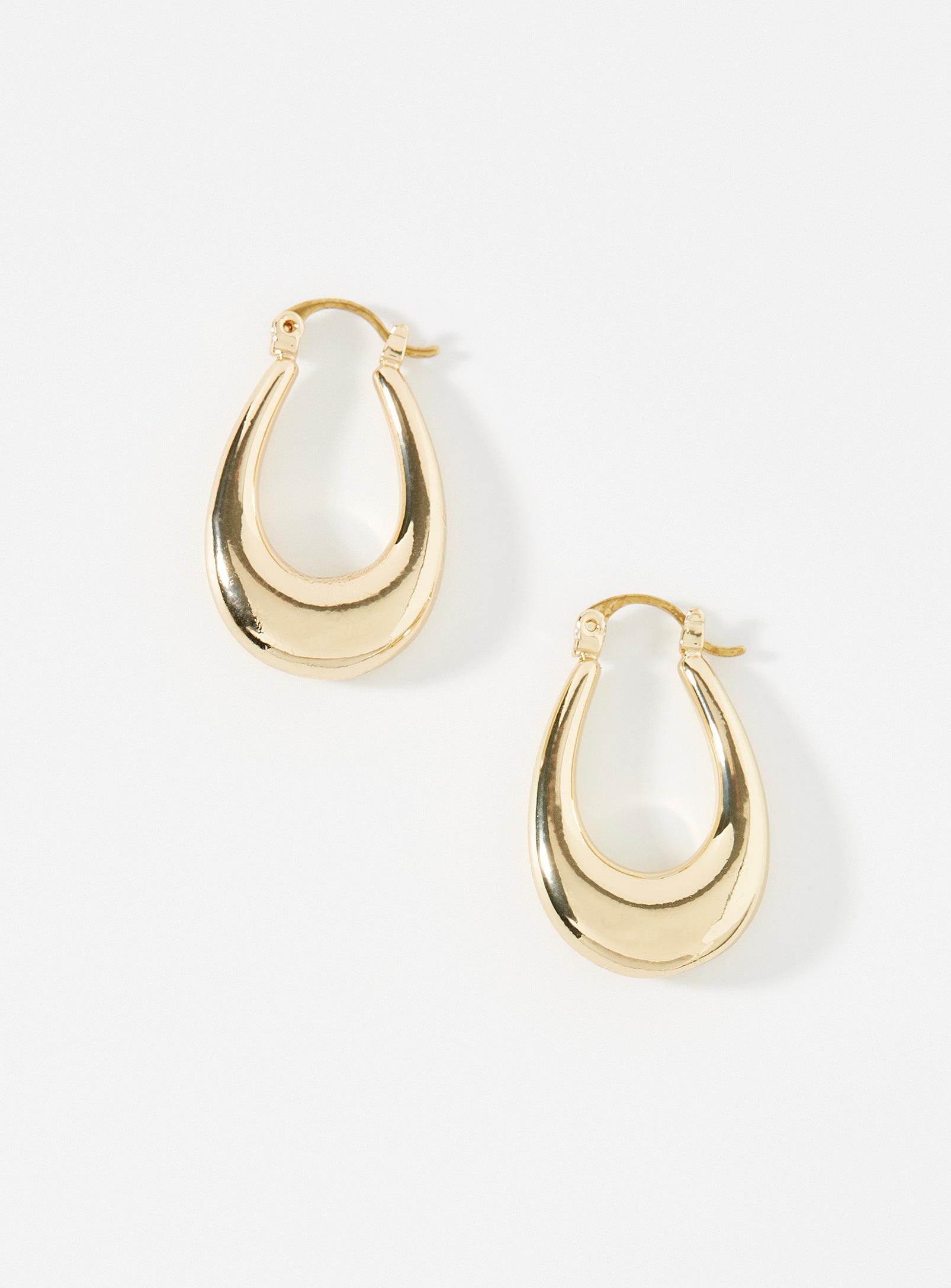 Simons - Women's Shiny oval Hoop Earrings