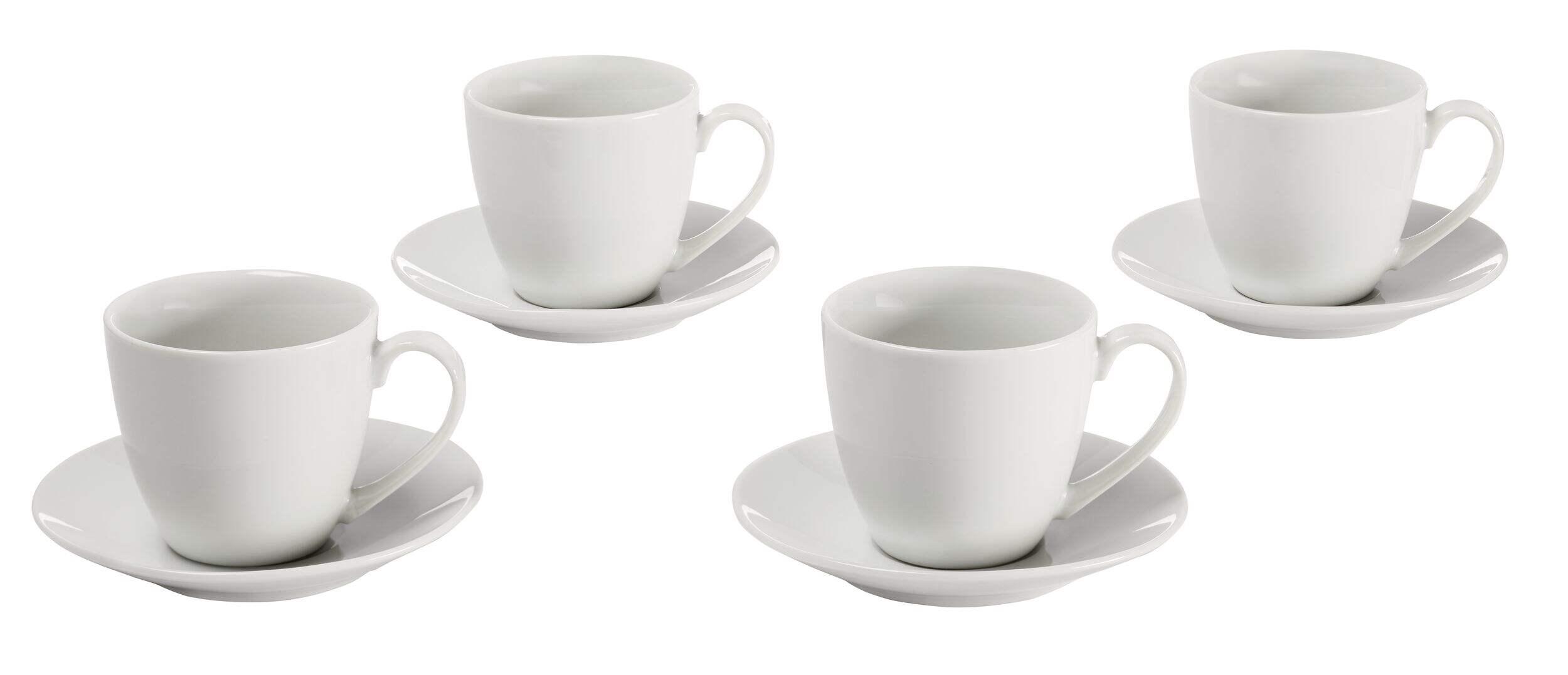 CANVAS 4pc Porcelain Espresso Mug Set with Saucers, Dishwasher Safe, 103-mL