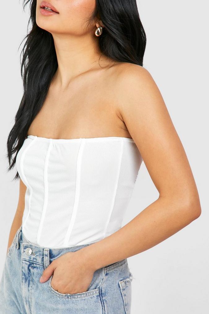 Petite Rib Corset Bandeau Bodysuit