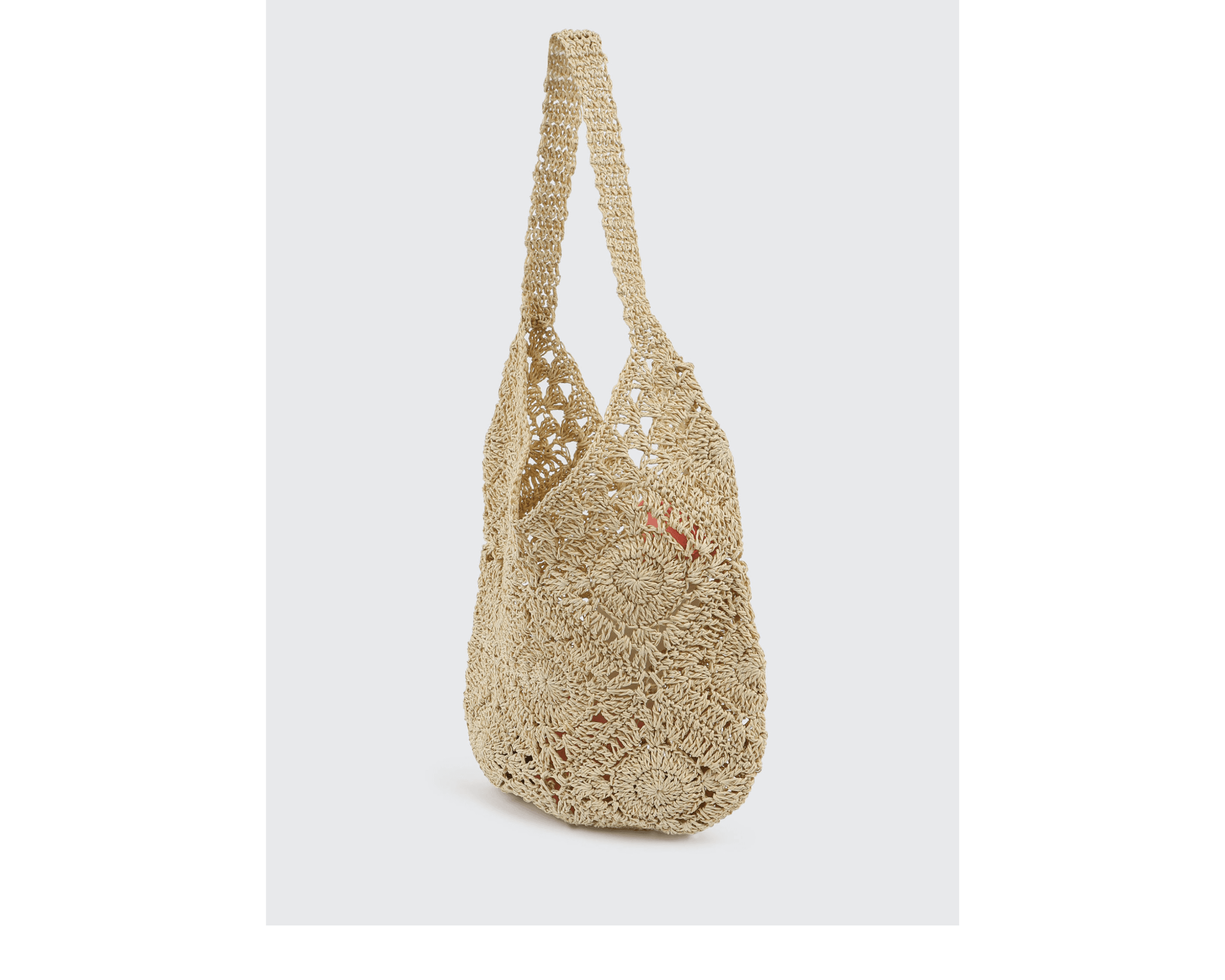 Crochet Tote Bag in Beige