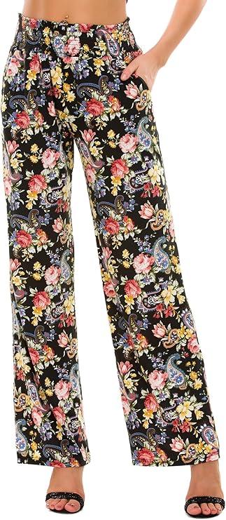 Urban CoCo Women's Boho Palazzo Pants Wide Leg Lounge Pants