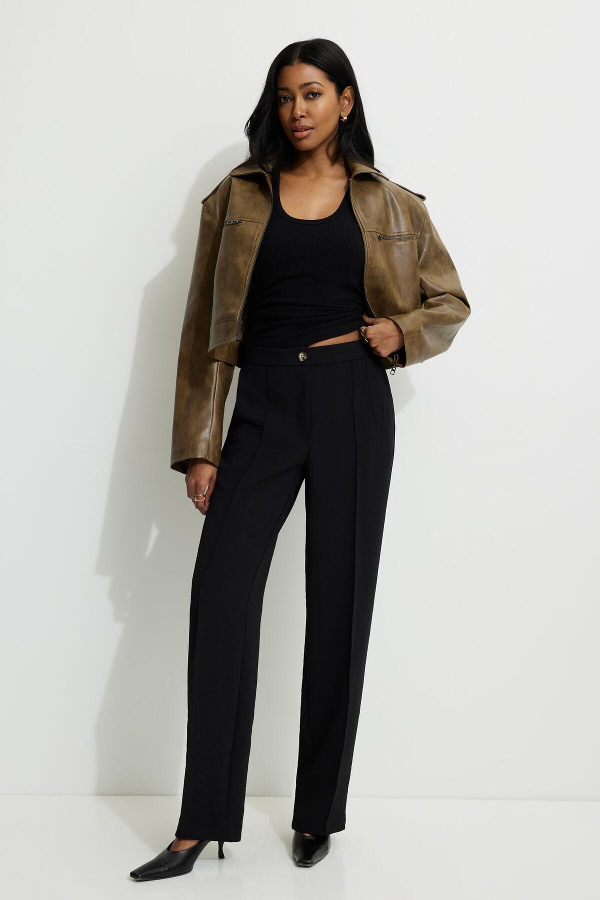 Pintuck Straight Leg Pants