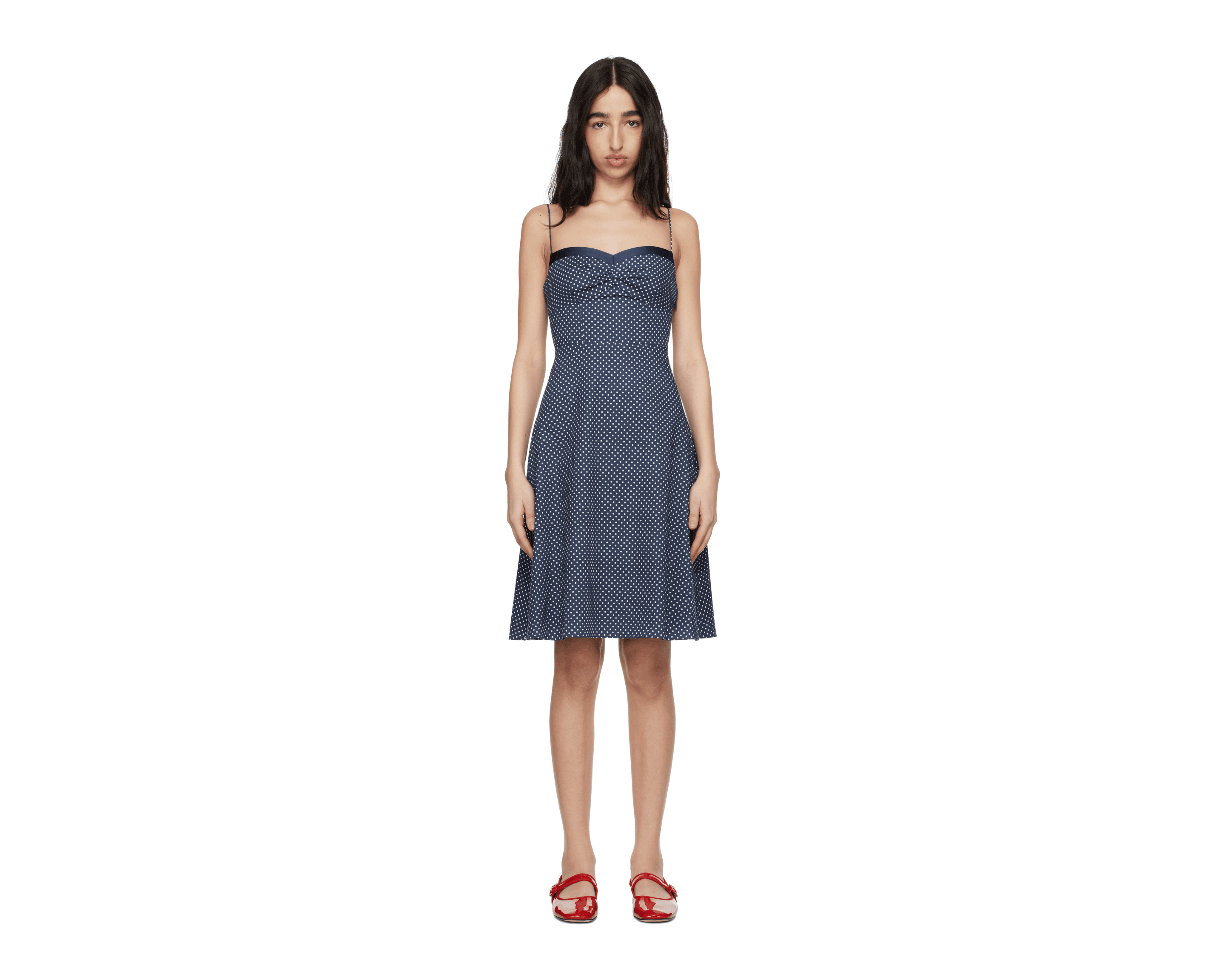 GUIZIO Navy Margaux Midi Dress
