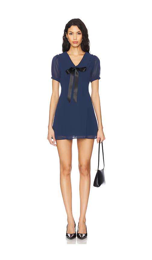 MORE TO COME Louisa Mini Dress in Navy. Size S.