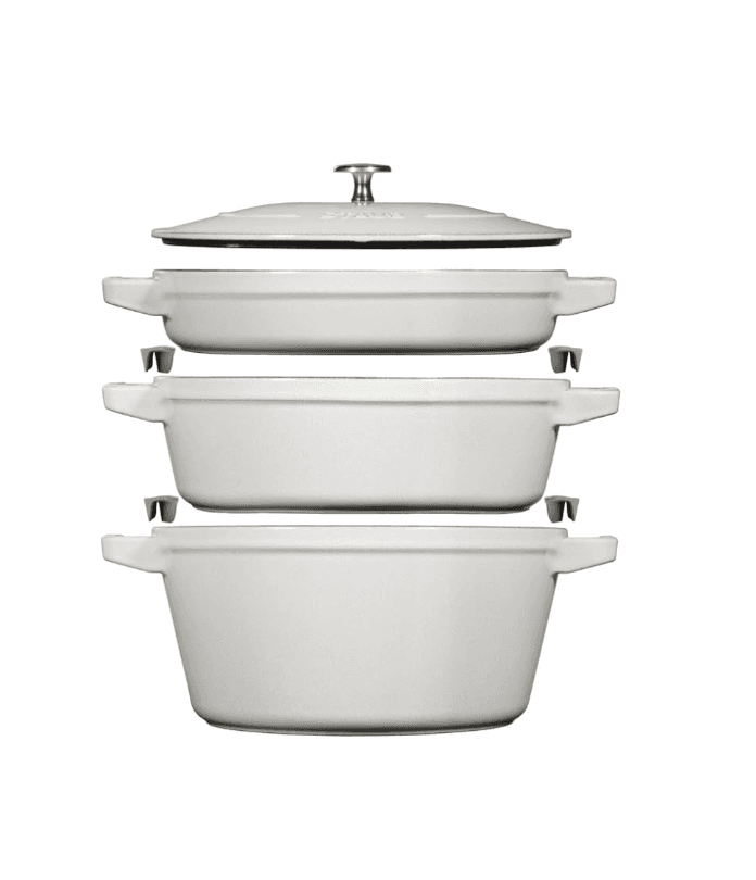 STAUB La Cocotte Cast Iron Round Saucepan Set with White Truffles, Set of 3