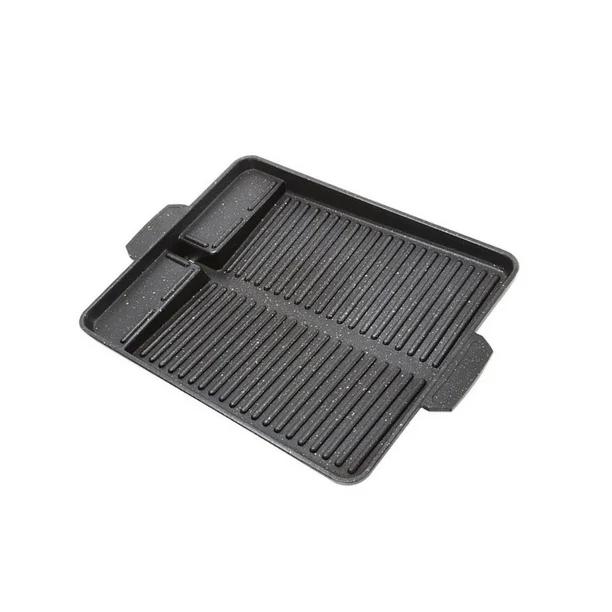 Aluminum BBQ Grill Pan Non-Stick Coating Thicken Handle Square BBQ Grill Pan Plate Korean Accs
