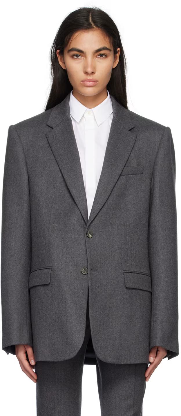 Gray Single-Breasted Blazer