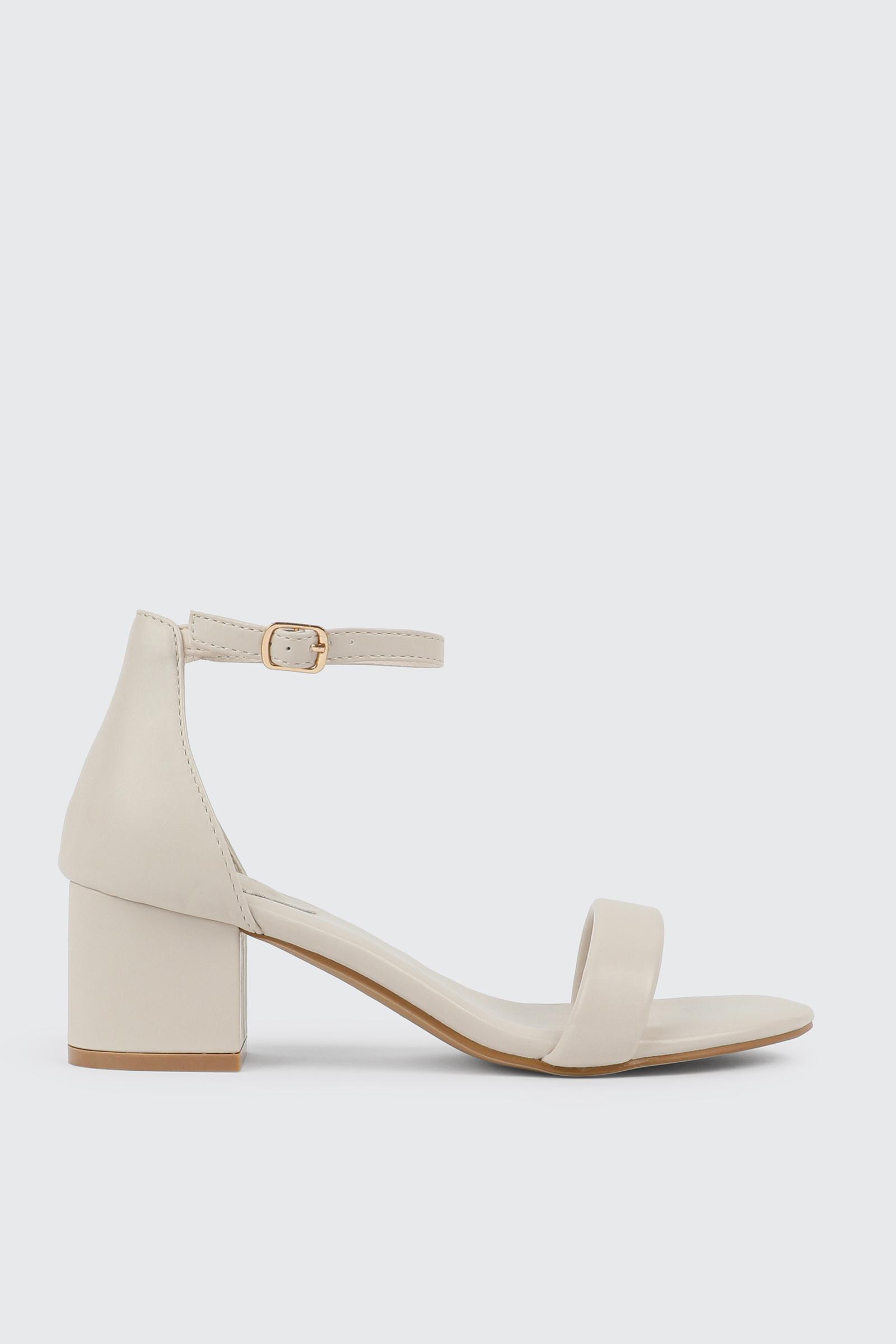 Ardene Faux Leather Bloc Heel Sandals in Beige