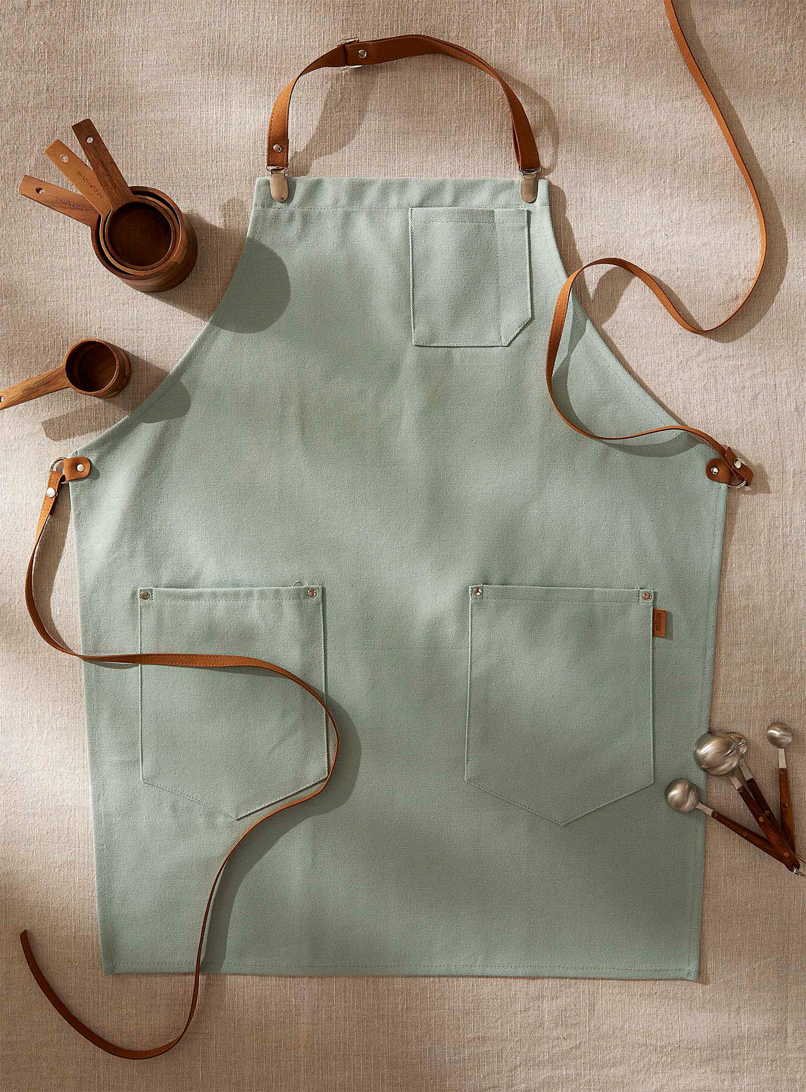 Suede accents coloured apron