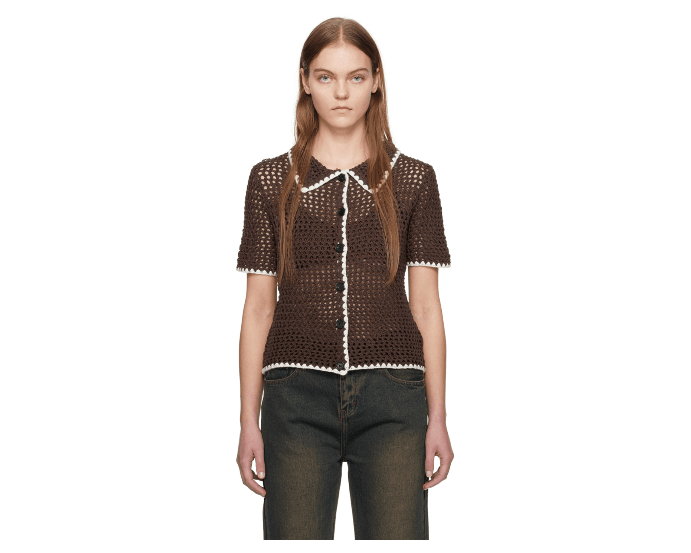 WYNN HAMLYN Brown Spread Collar Shirt