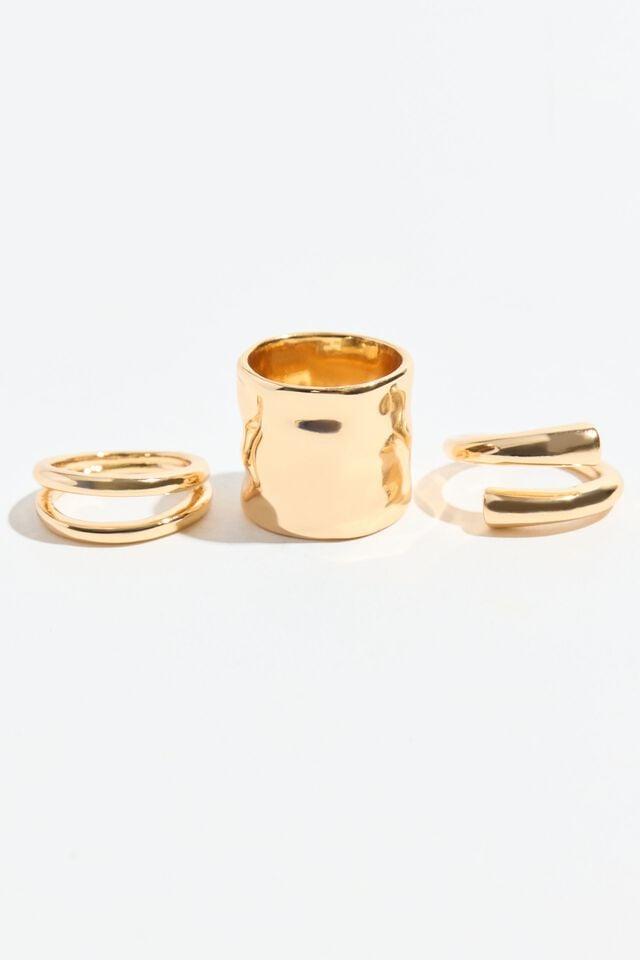 3-Pack Hammered Band Rings