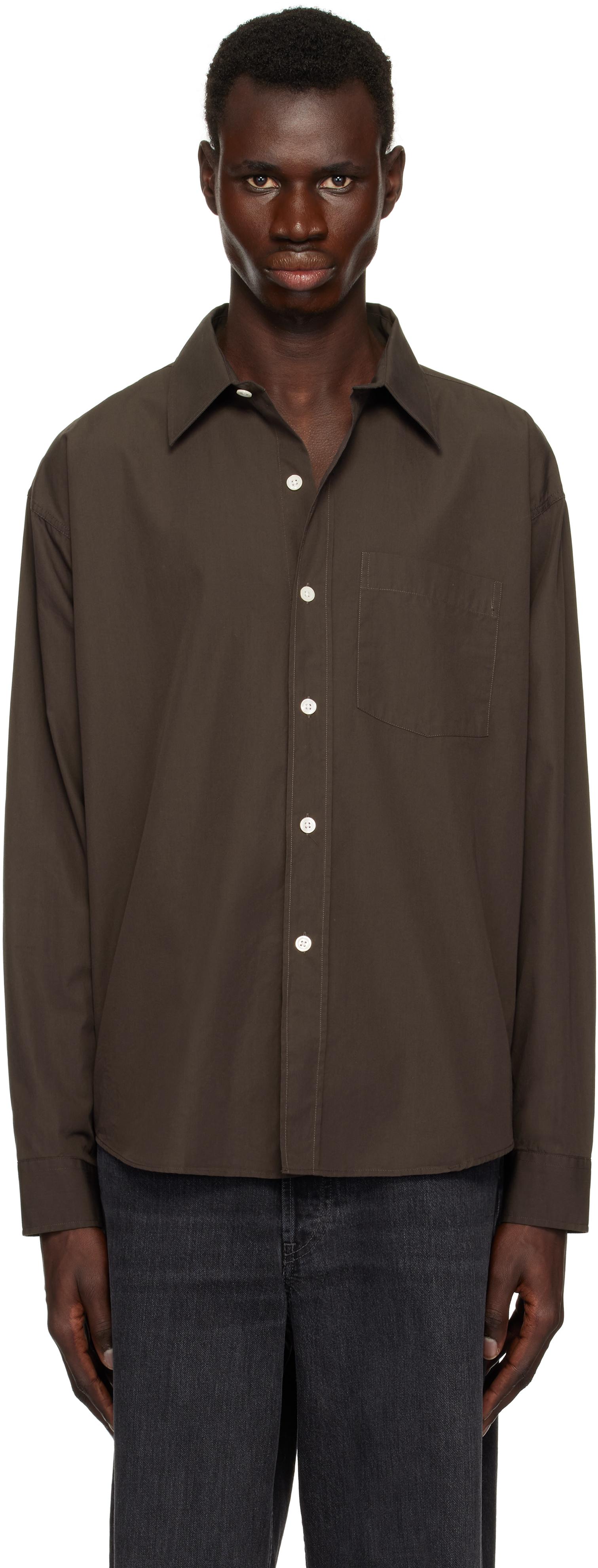 mfpen Brown Poplin Executive Shirt