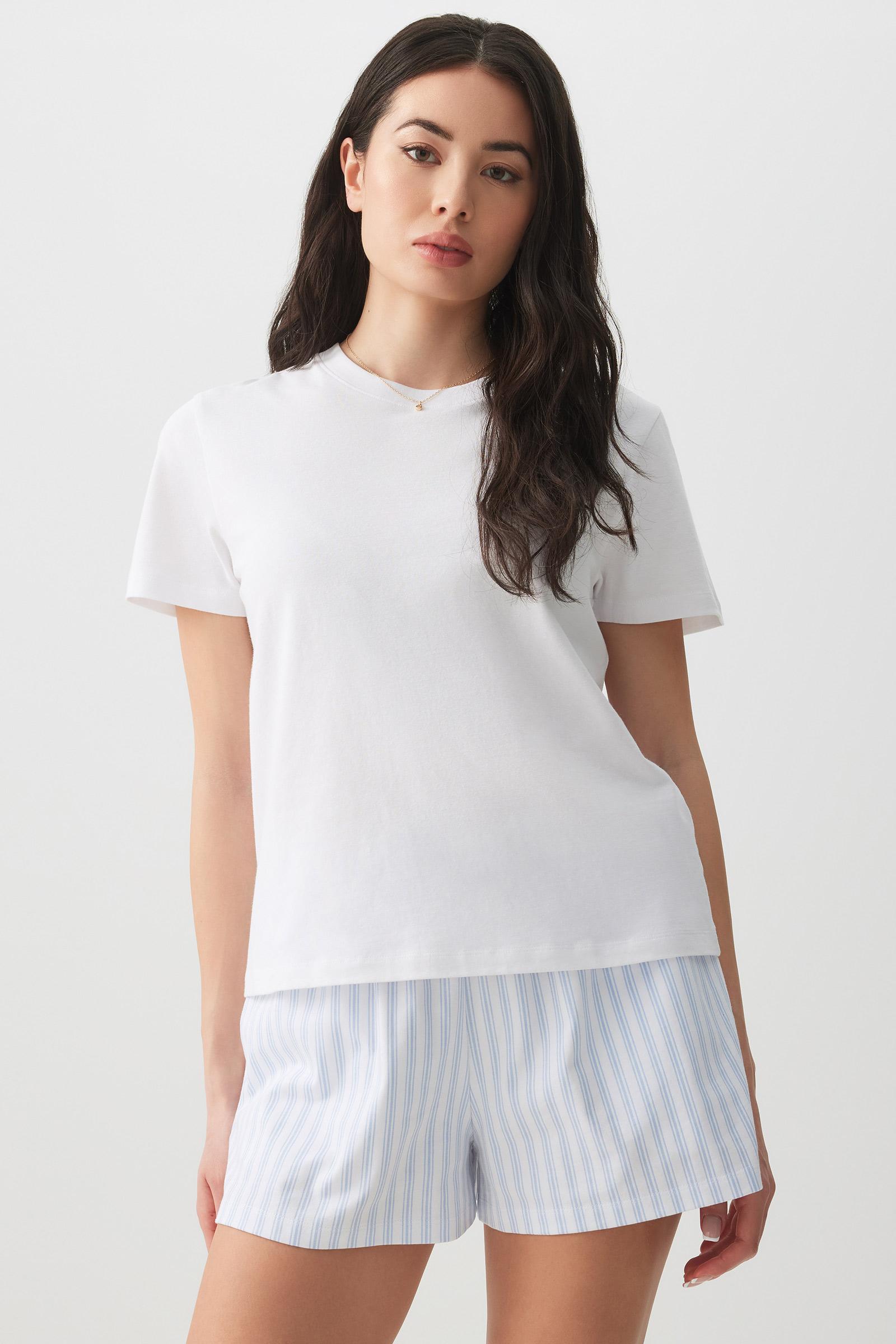 Ardene Basic Organic Cotton Relaxed T-Shirt in White | Size Medium | Cotton/Elastane | Eco-Conscious