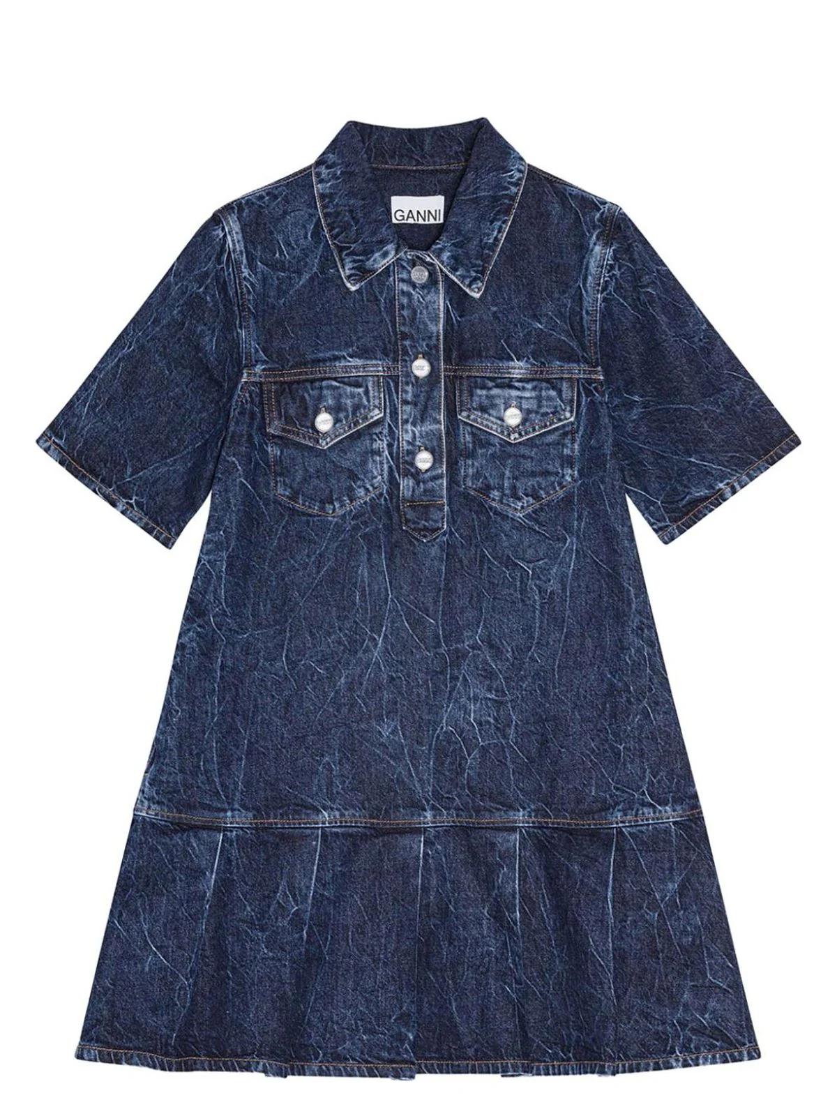 Ganni Women's Denim Mini Dress in Blue | Size 36 | J1594
