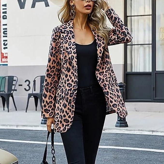 Blazer for Women Fashion 2023 Casual Abstract Print Open Front Suit Jacket Long Sleeve Y2K Lapel Coat